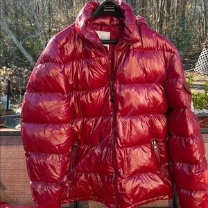 moncler red puffer jacket